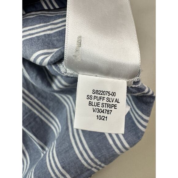 Old Navy Puff Sleeve Milkmaid Baby Doll Top 2X Plus Blue White Nautical Stripe - Picture 11 of 15